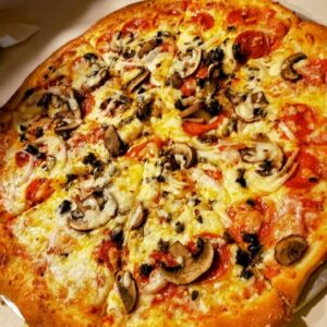 Calzone (Tomato Sauce Mozzarella Mushroom, Black Olives Chili Pepper, Onions Fresh Basil All Folded In A Pizza) Large