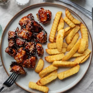 Sweet Glazed Chicken and Chips